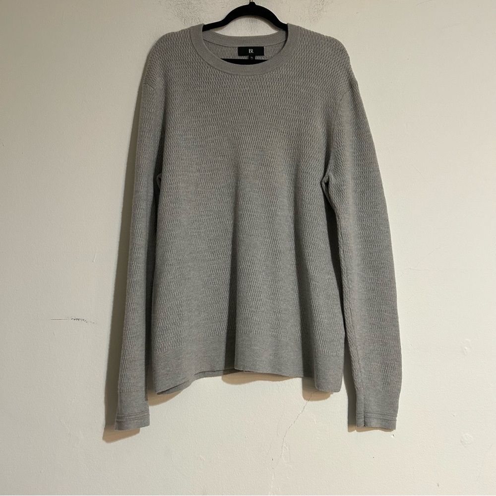 Banana Republic Merino Wool Thermal Knit Sweater Grey XL Tall Minimal Classic